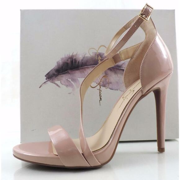 Jessica Simpson Rayli Ankle Strap Sandal Heels Nude Blush Patent Size 10 - Picture 3 of 6